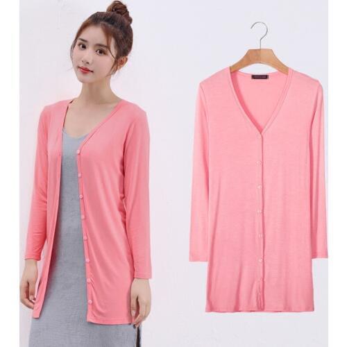 Sanishroly Women Long Cardigan Coat Spring Casual Loose Thin Modal Knitted Cardigans Female Long Sleeve Outwear Plus Size SE502