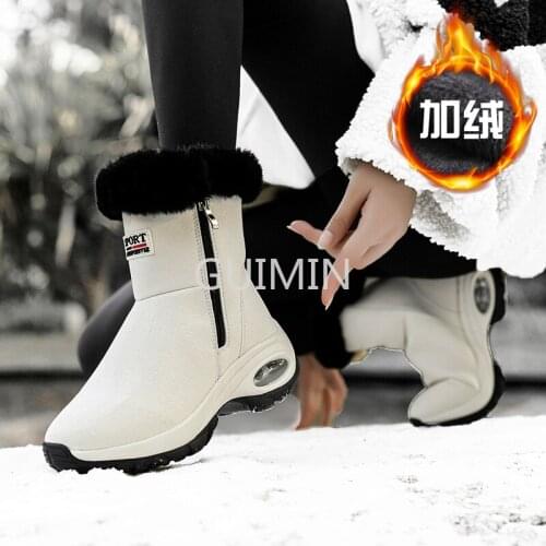 Snow Boots Winter Long Tube Low-heeled Cotton Shoes Thick Short Plush Waterproof Platform Solid Womens Boots Zapatillas Mujer
