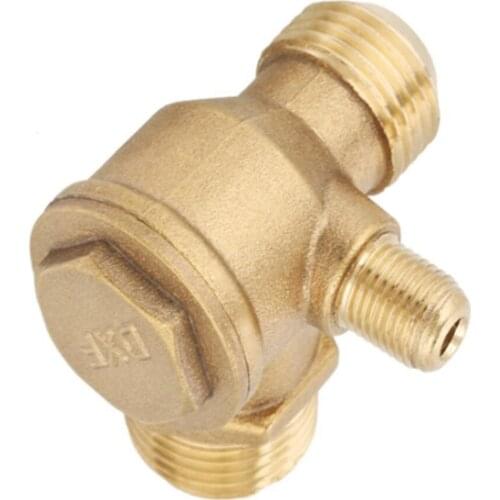 1Pcs 3 Port Brass Male Threaded Check Valve Connector Tool for Air Compressor