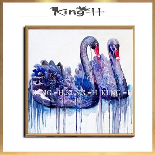 100%Hand painted Oil Painting purple Swan Couple Paintings on Canvas Modern Abstract Art Best Gift Wall Art Pictures Home Decor