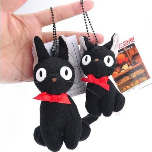 11cm 10pcs/lot Kikis Delivery Service Black JIJI Cat Plush Keychain Bag Pendants Toys Soft Stuffed Doll Christmas Gifts for kid