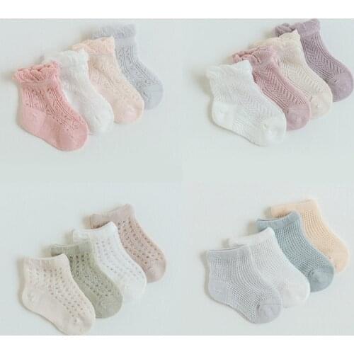 4Pairs/lot Newborn Mesh Socks Baby Girls Boys Socks Summer Mesh Thin Soft Cotton Breathable Short Socks Baby Socks