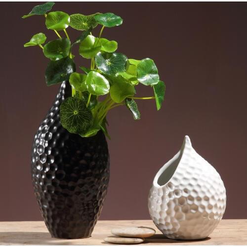 Black/white Ceramic vase Creative ornaments Vase with flower vases crafts tabletop flowerpot wedding home decoration gifts