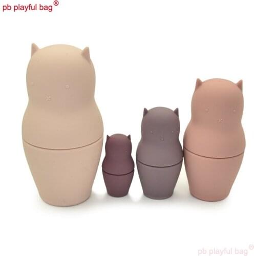 PB Playful Bag Silicone Matryoshka Toy Baby Intellectual Montessori Russian Doll Educational Gift Food Grade Material HG163