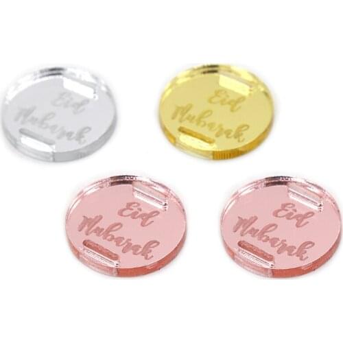 50x Personalized Handmade Tags Clothing DIY Gift Acrylic Mirror Handcraft Labels Decor For Logo Name Design Circular Tags Favors