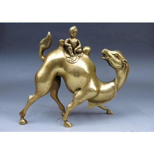 China brass copper Feng shui Animal camel llama ship of the desert child Statue