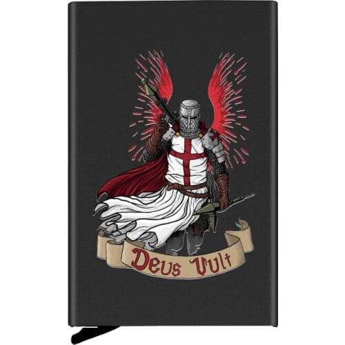 ClassicMetal Men Women Credit Card Holder High Quality Knights Templar Deus Unit Printing Travel ID Cardholder Case Rfid Wallet