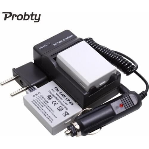 2Pcs PROBTY LP-E5 LP E5 LPE5 Battery + Charger kit For Canon EOS 450D 500D 1000D Rebel XS XSi T1i KISS X2 X3 F SLR Camera