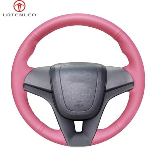 LQTENLEO Pink Artificial Leather Steering Wheel Cover For Chevrolet Cruze 2008-2015 Aveo 2010-2015 Orlando 2009-2015 Trax 2013