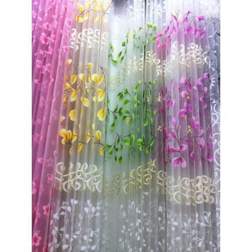Best Deal Good Quality Summer Fashion Flower Curtain fabric Yarn For Bedroom Clear Sheer Curtain fabric Tulle Size