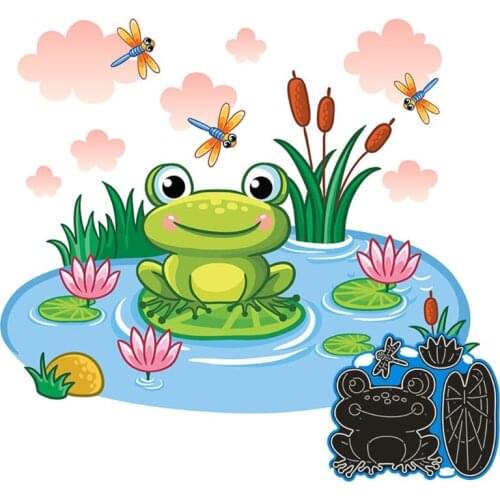 Frog Lotus Pond Metal Cutting Dies Stencil Scrapbooking DIY Album Stamp Paper E56E