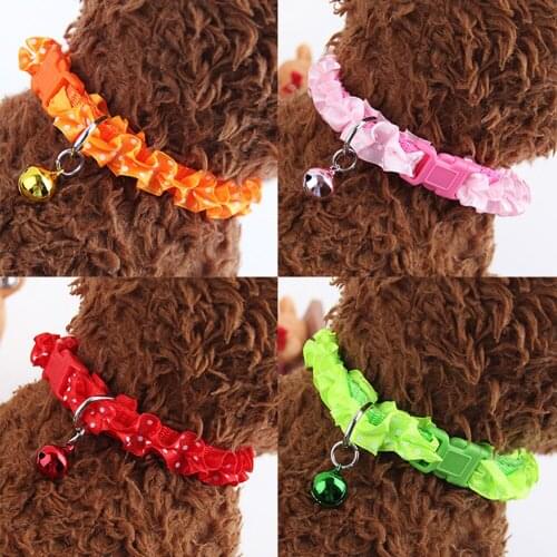 Cat Lovely Polka Dot Printed Necklace Pet Adjustable Lace Collar With Bell Colorful Buckle Small Dogs Chihuahua Fashion Supplies