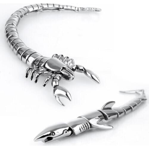 EDC Outdoor Self Defense Titanium Steel Silver Shark Scorpion Bracelet Multifunction Tool Domineering Shark Punk Locomotive Men