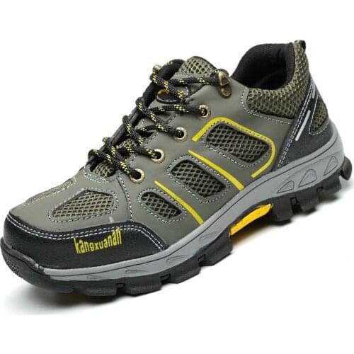 Masorini Men Woman Work Casual Shoes Artificial Microfiber Leather Lace-up Anti-smashing Anti-piercing Outdoor Hiking WW-748