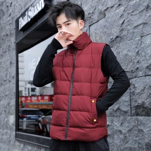 MenS Vest Autumn And Winter Trend All Kinds Of Work Clothes Down Cotton Clothes Handsome Warm Shoulder Boy Vest Jacket Korean