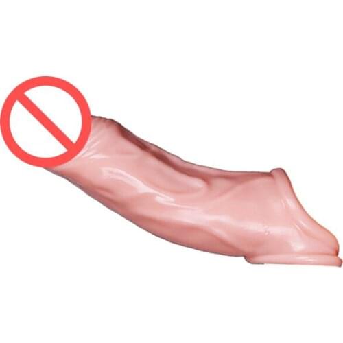 Penis Sleeve Extender Delay Ejaculation Double Hole Dildo Realistic Cock Sleeve Penis Extension Sex Toys for Men free shipping