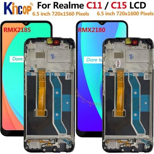 Original 6.5" For OPPO Realme C11 lcd RMX2185 Display Screen Panel Touch Glass Screen Digitizer For Realme C15 LCD RMX2180