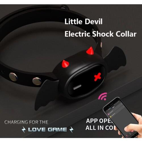 APP Remote Control Electric Shock Devil Collar Neck Choker Restraint Chastity Belt BDSM Adult Games Sex Toys For Couples Gay