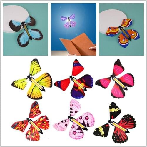 10 PCS Flying in the Book Fairy Rubber Band Powered Wind Up Butterfly Toy Great Surprise Gift random color