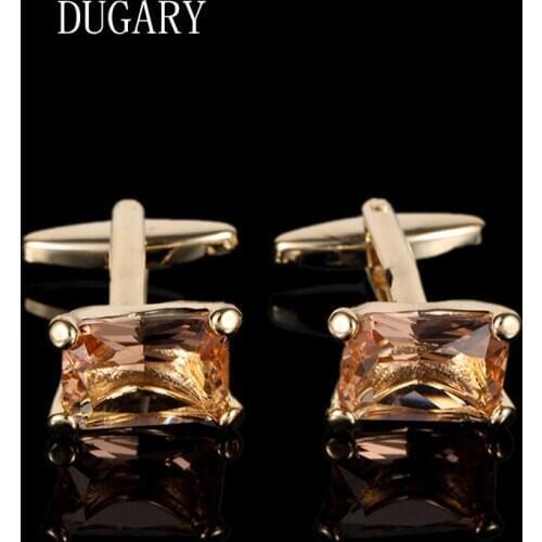 DUGARY Luxury shirt cufflinks for mens Brand cuff buttons cuff links gemelos Square crystal wedding abotoaduras Jewelry