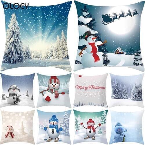 45 * 45cm Christmas Snowman Pillowcase Bed Car Decoration Home Hotel Childrens Room Christmas Decorations Soft and Comfortable