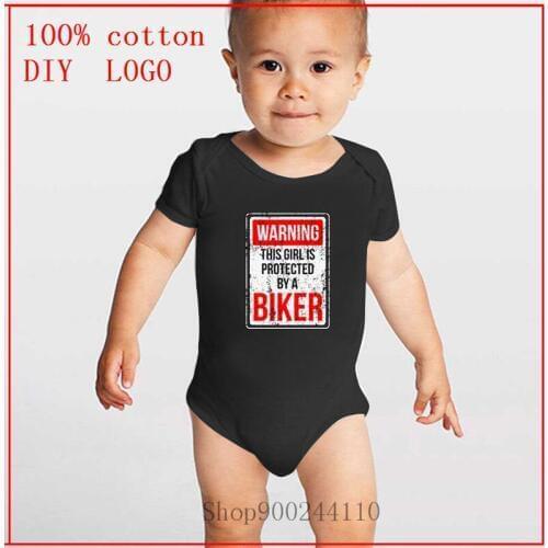 Cottons Summer 2020 This girl is protected by a Biker Onesie Print Newborn Bodysuits Baby Summer Auntie Baby Clothes cute clothe