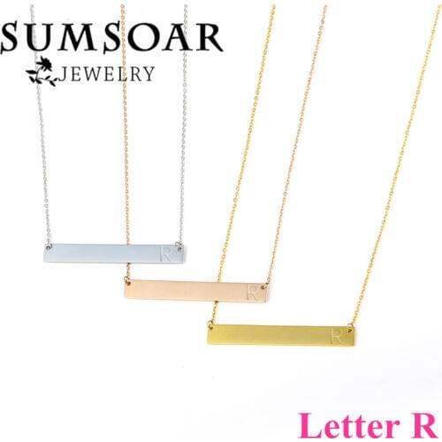 Top Fashion 316L Stainless Steel Letter R Rectangle Pendant Initial Necklace for New year Gift 5pcs/lot