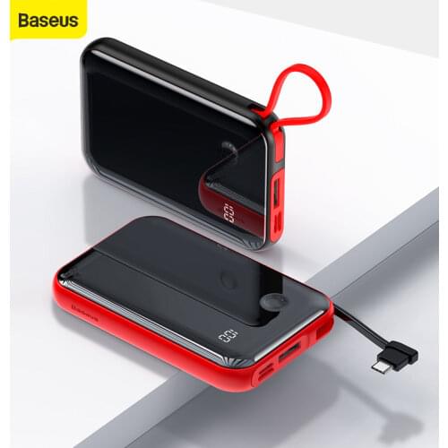Baseus 10000mah Digital Display Power Bank With Cable Portable Charger Type C USB Charger Powerbank For Phone Huawei Xiaomi
