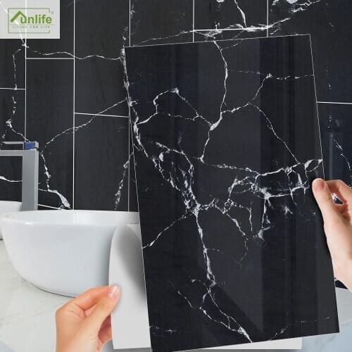 Funlife[R] NOUVELLE MAISON SERIES[TM] 30x60cm Silver White Marble Waterproof PVC Tile Sticker For Floor Kitchen Bathroom Decor