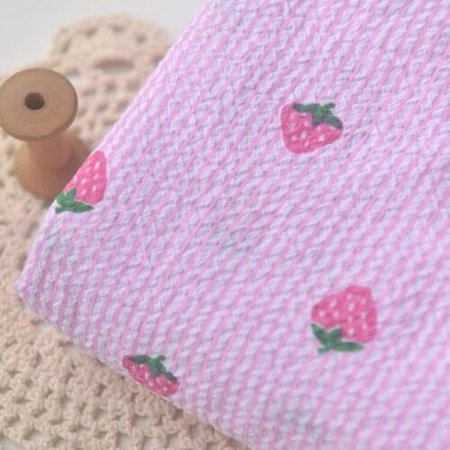 High quality new polyester cotton tissu Pink strawberry bubble stripe fabric Dress, jackets, handmade DIY clothing material