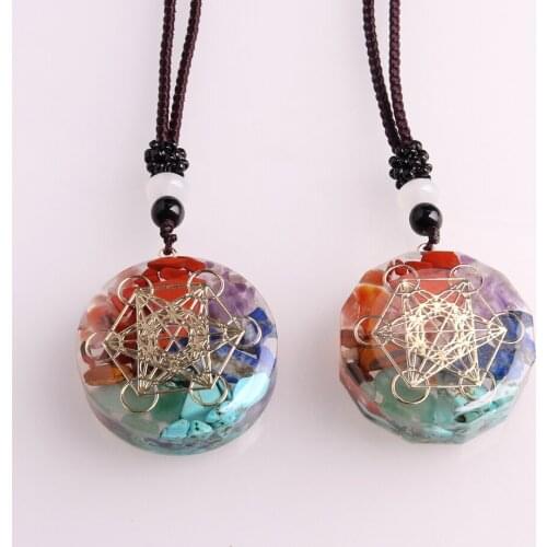 Orgonite Energy Crystal Pendant Resin Natural Stone Jewelry Handcraft Necklace Gathering Wealth Brings Good Luck Woman Necklace