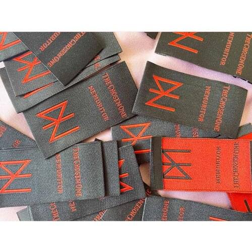 Custom High density Clothing Tag Woven Label main label damask label Embroidery Tags for Garment Bags DIY Sewing Accessories
