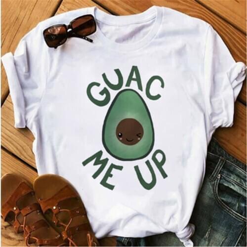 Ladies Harajuku Kawaii Avocado Vegetarian T-shirt Tumblr Casual T-shirt Angel Avocado Graphic Top Sacred Guacamol Graphic Tee
