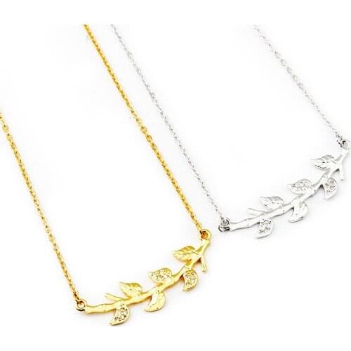 Womens Fashion Branches and Leaves Necklaces Crystal Jewelry Rose Gold Necklaces Pendants