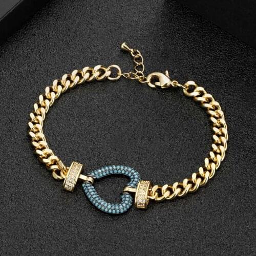 Zlxgirl Dubai Gold Love heart shape mirco paved zircon womens bracelet of bridal jewelry brand Gold Chain bracelet&bangle gifts