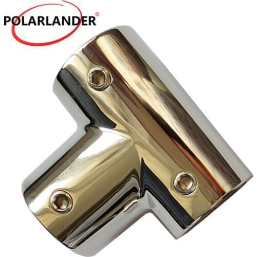 1 PC 1'' 25mm 3 WAY 90 Degree Stainless Steel Rail Fittings Tube Tee Tube Hardware for Boat Marine Yacht