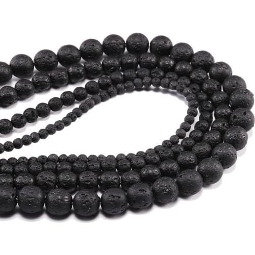 1 Strand/lot 4/6/8/10/12 mm Natural Stone Black Rock Lava Beads Round Loose Bead For DIY Bracelet Jewelry Making Accessories