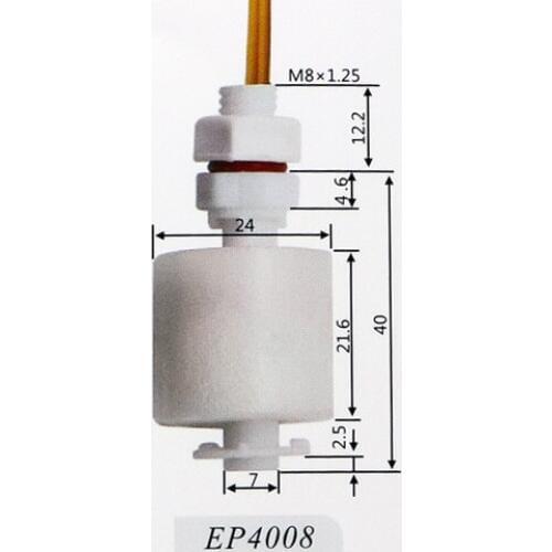 10Pcs/lot M8*40mm 100V Poly Propy Water Level Liquid Sensor Mini Float Switch