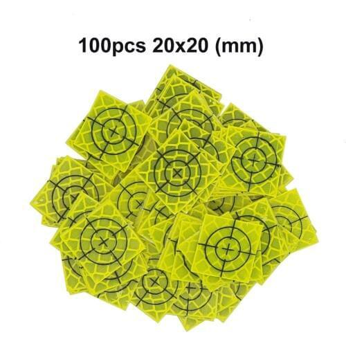 100pcs Fluorescent yellow-green Reflector Sheet 20 x 20 mm Reflective target FOR total station