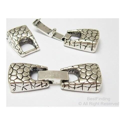 10x2mm Snake lace leather clip clasp 10mm Flat leather clasp