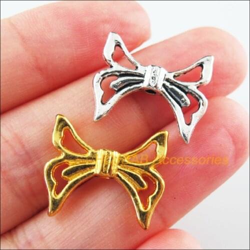 18Pcs Retro Tibetan Silver Tone Gold Color Animal Wings Spacer Beads Charms 16.5x20mm
