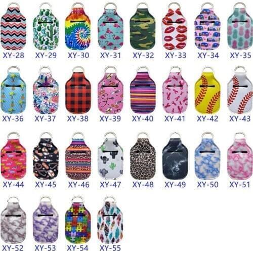 200pcs/lot Neoprene Hand keyring 30ML Sanitizer Bottle Holder Keychain Bags Key Rings Hand soap Bottle Holder 10*6cm wholesale
