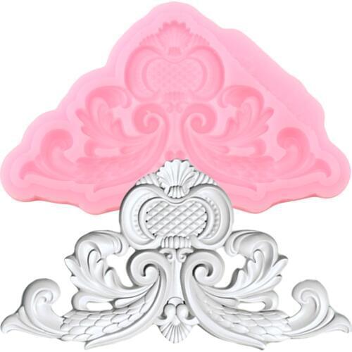 3D Flower Border Silicone Mold Scroll Relief Cupcake Topper Cake Decorating Tools Polymer Clay Candy Chocolate Gumpaste Moulds