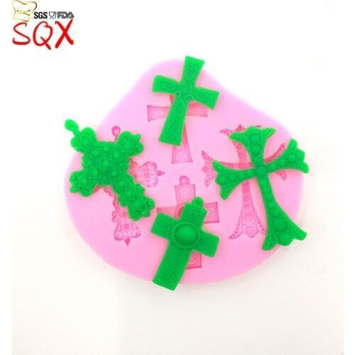 Cake beautiful 4PCS cross 3D Silicone Fondant Cake Lace mold for cake decorating tools SQ1693