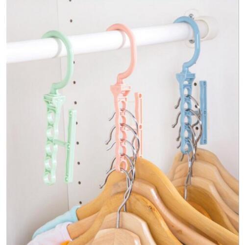 5 Circle Hanger Organizer Anti Slip Buckle Clothes Storage Rack Plastic Multilayer Windproof Hanger Fixed Holder Colorful