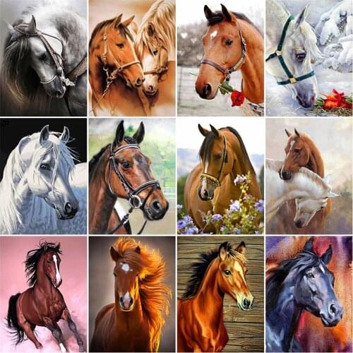 5D Diamond Painting Horse Cross Stitch Kit Full Drill Square Embroidery Mosaic Art Picture of Rhinestones Home Decor Gift