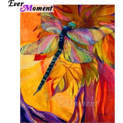 Ever Moment Diamond Painting Full Square Color Dragonfly Pattern DIY Diamond Mosaic Resin Drill Home Handmade Craft ASF1050