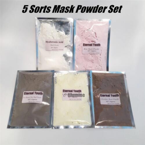 Anti-Aging Anti-Wrinkle Pack 25g 5Sorts Facial Mask Powder Sea Mineral Mud Collagen Rose Chocolate Hyaluronic Acid