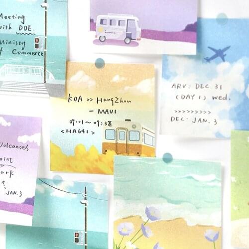 100 Sheets/Pack Island Dream Theme Square Memo Pad Loose Leaf Writing Notes Scrapbooking DIY Kawaii Notepad Diary 80*80MM