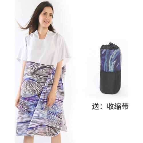 Adult Quick Drying Changing Robe Bath Towel Hooded Beach Towel Poncho Bathrobe Towels Woman Swimming Double-Faced Fleece Cloak
